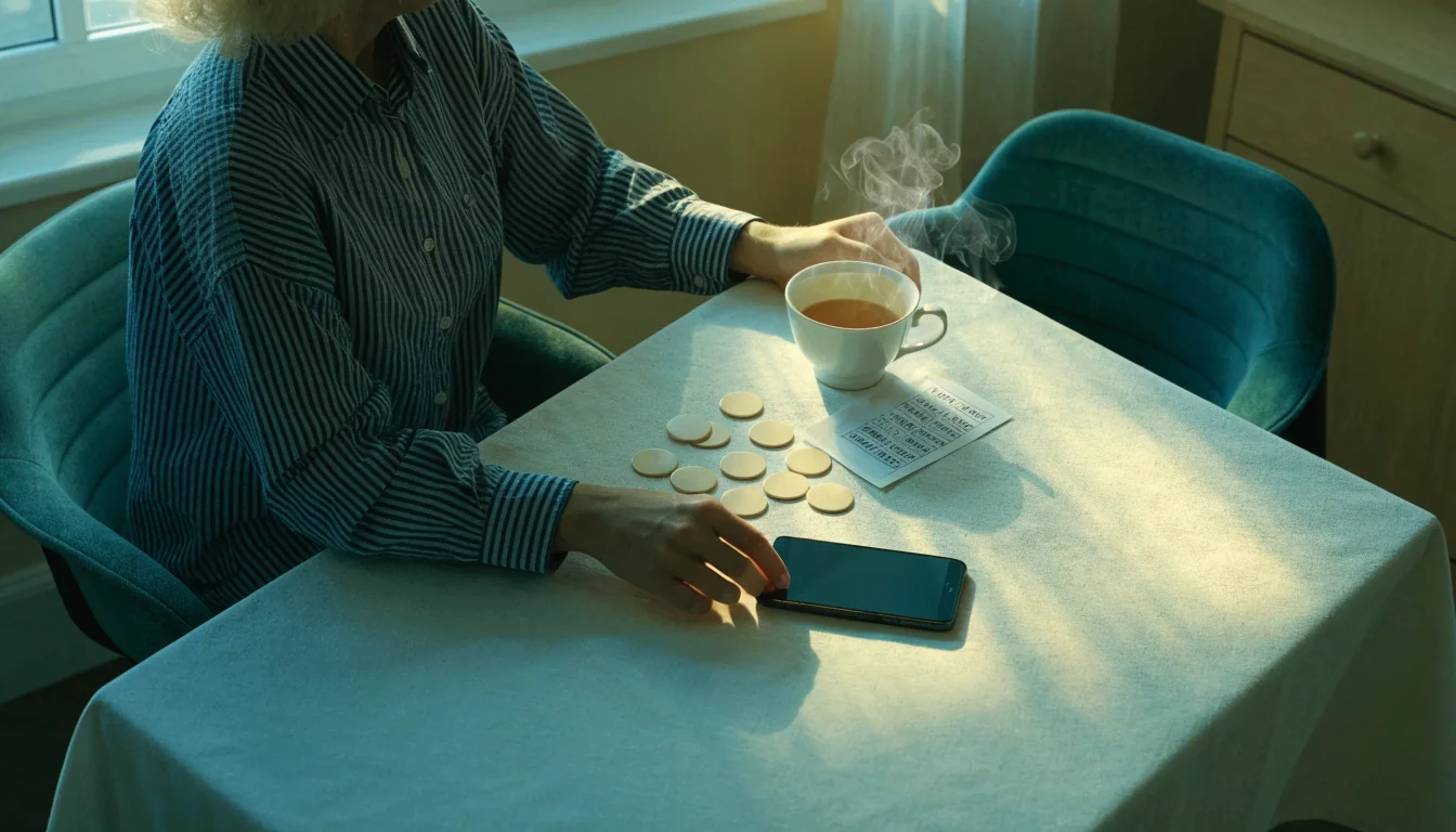UK player relaxing with bingo chips and a face-down smartphone