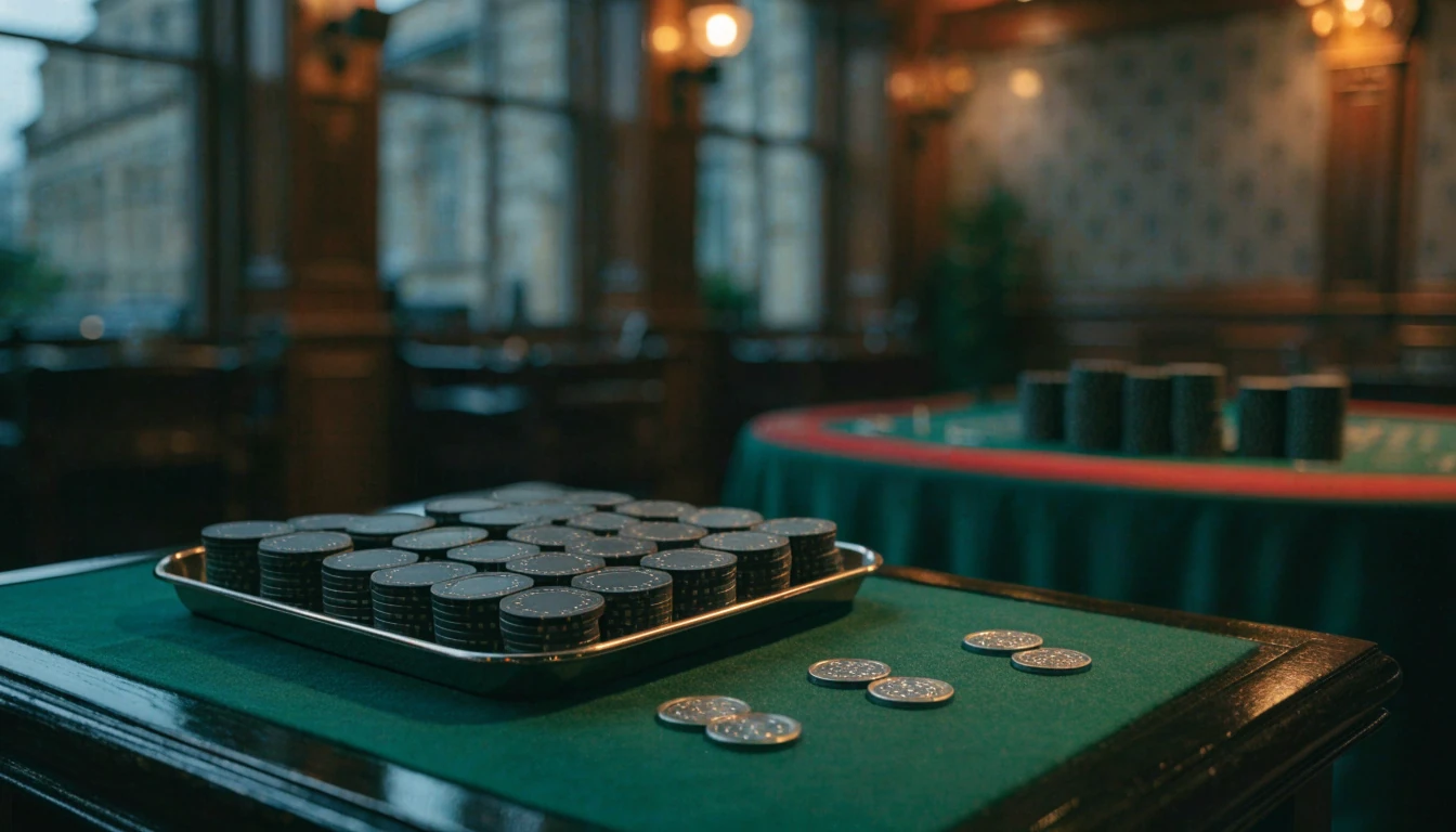 Casino chips arranged to suggest frequent low-volatility slot wins