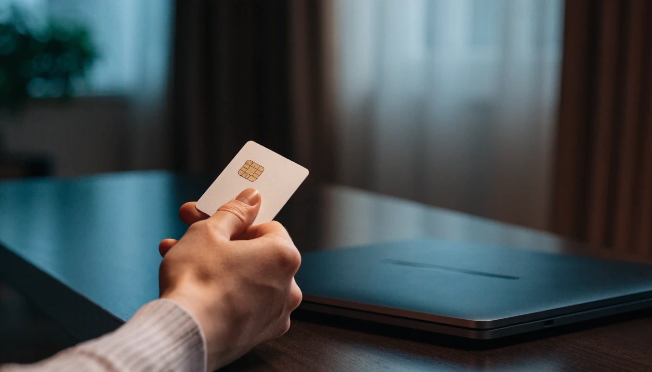 Debit card and laptop representing secure UK casino payments
