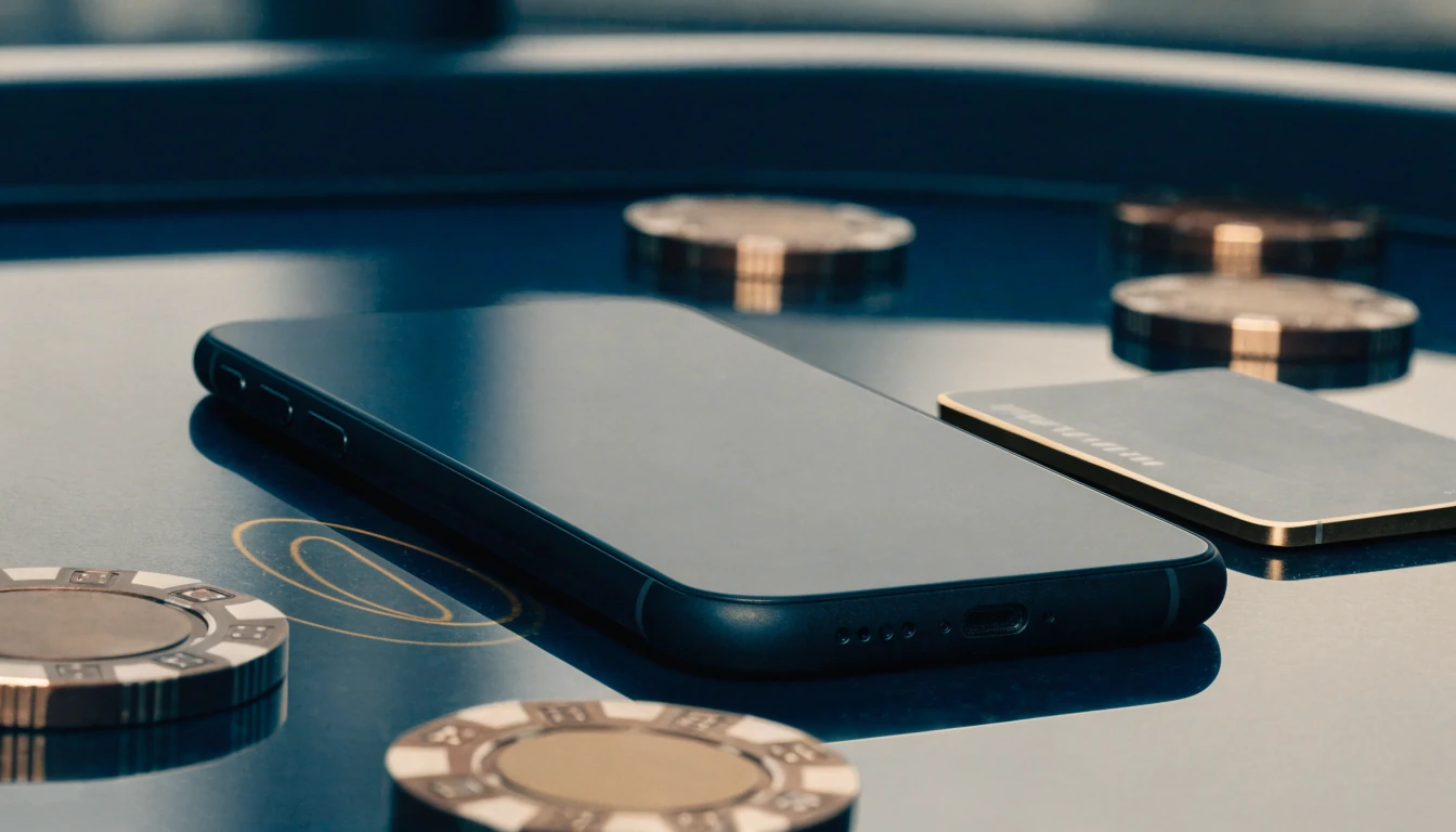 Premium UK casino payment scene featuring Apple Pay-compatible smartphone and payment card
