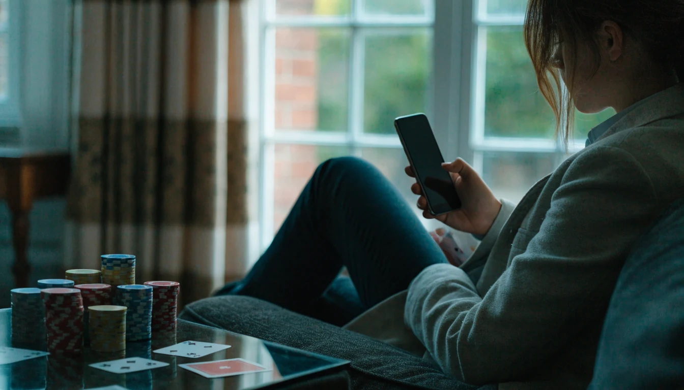 Person paying at an online casino via smartphone using Boku mobile deposit
