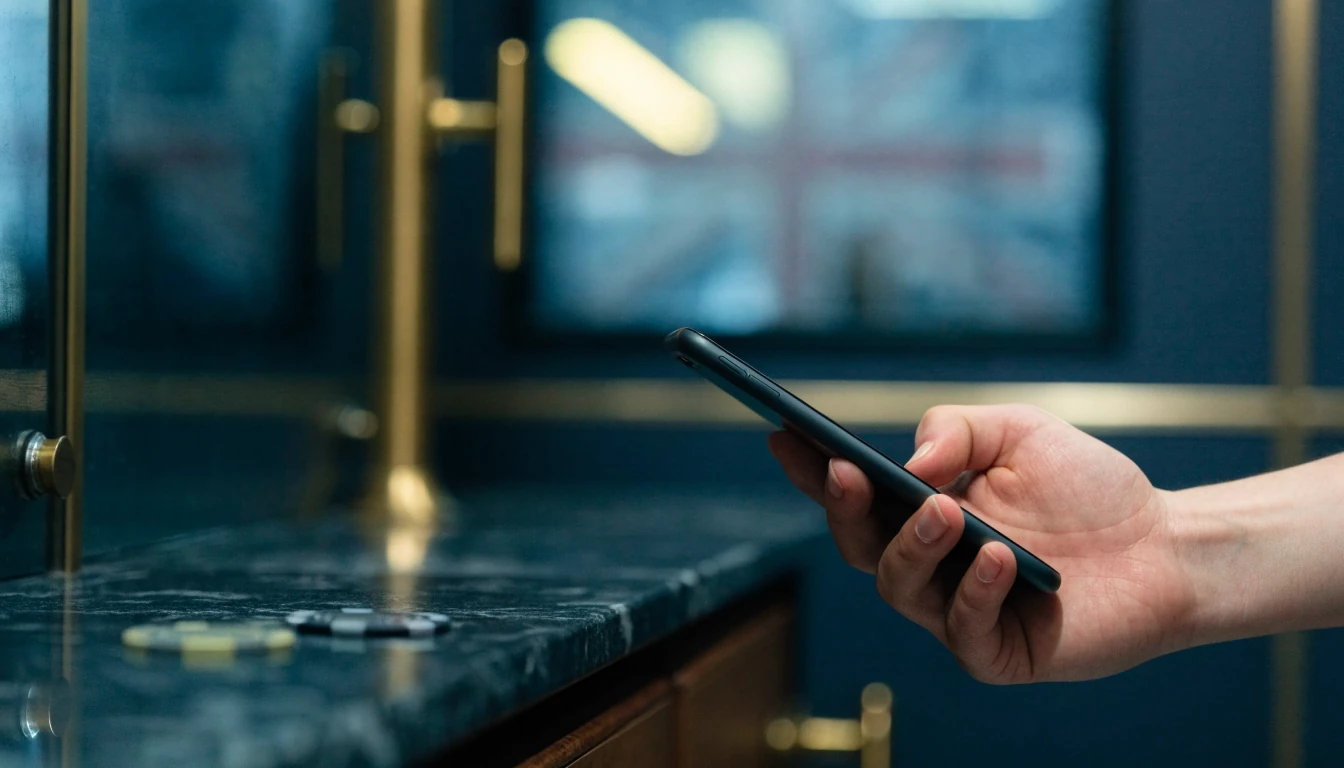 Adult making a mobile casino payment at a modern UK venue