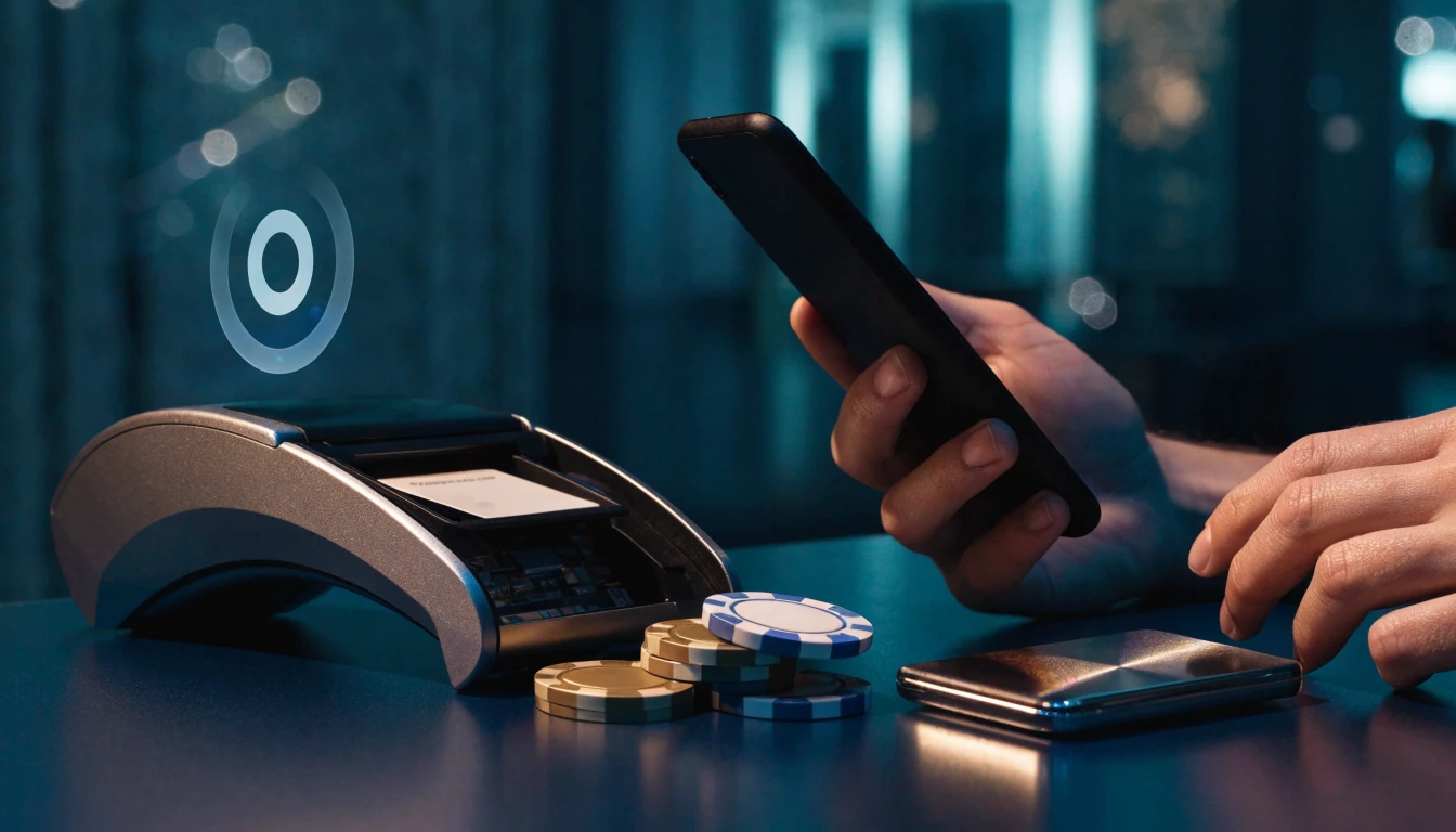 UK casino player preparing a Tether payment with a smartphone and card