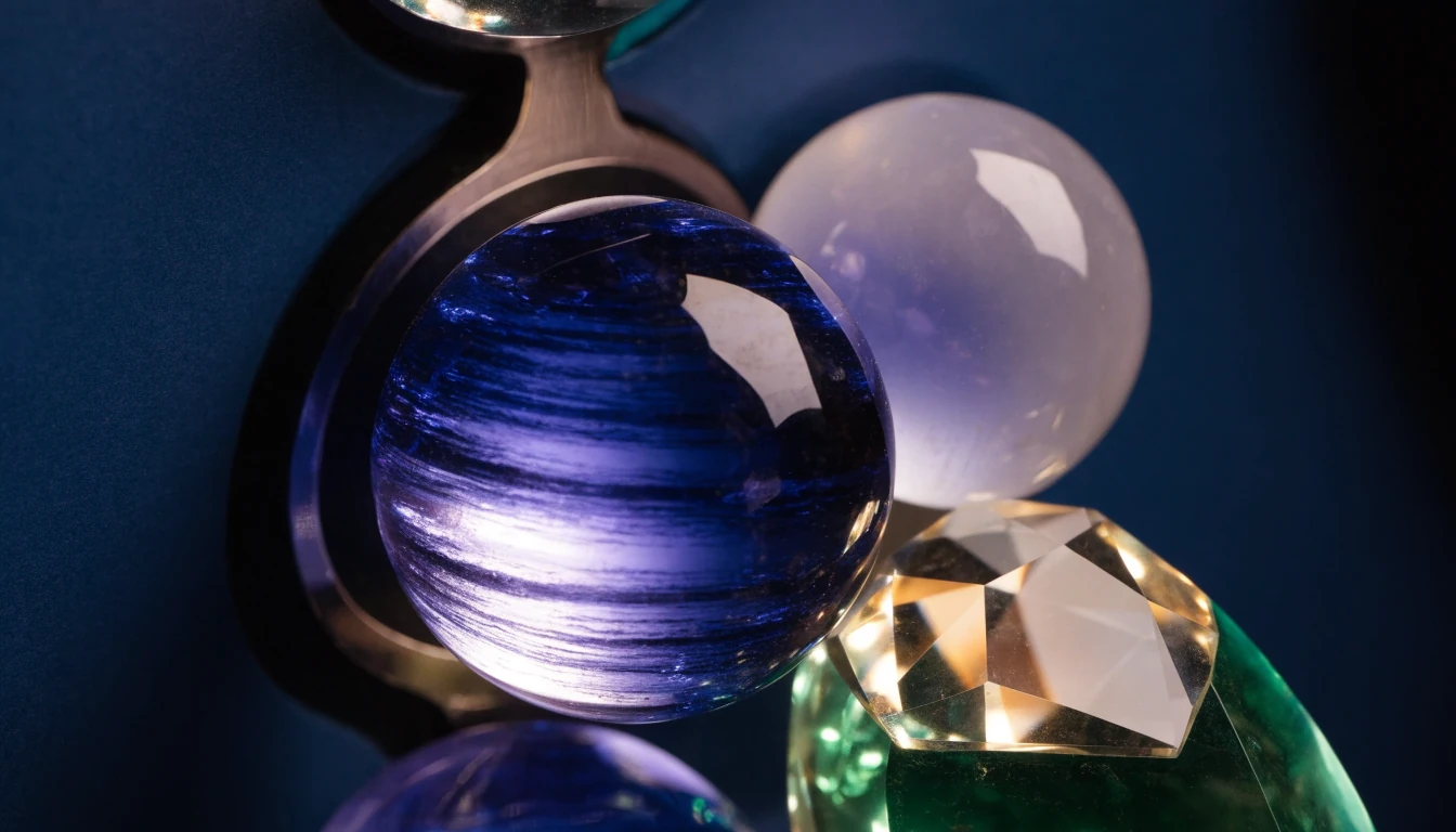 Glowing gemstone cluster on a dark premium casino-style background