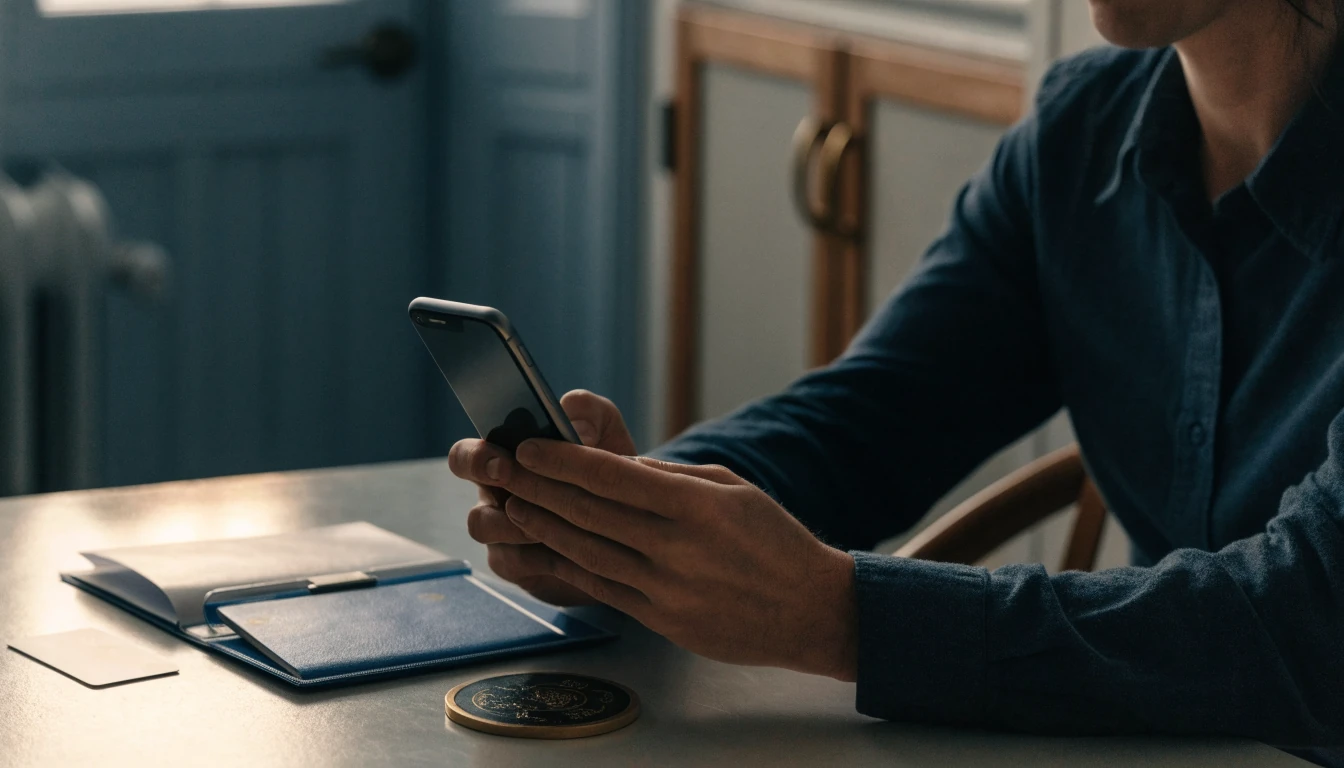 UK player checking identity verification with passport and bank nearby